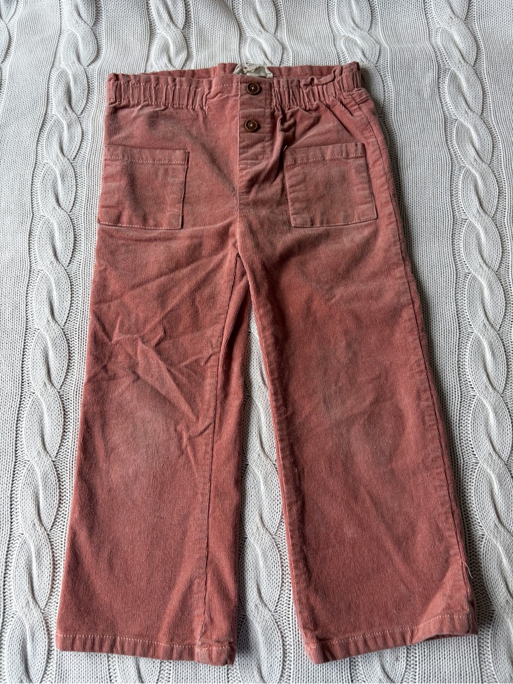 Jessica Simpson Size 5 Pink Mauve Wide Leg Corduroy Button Accent Pants Girls